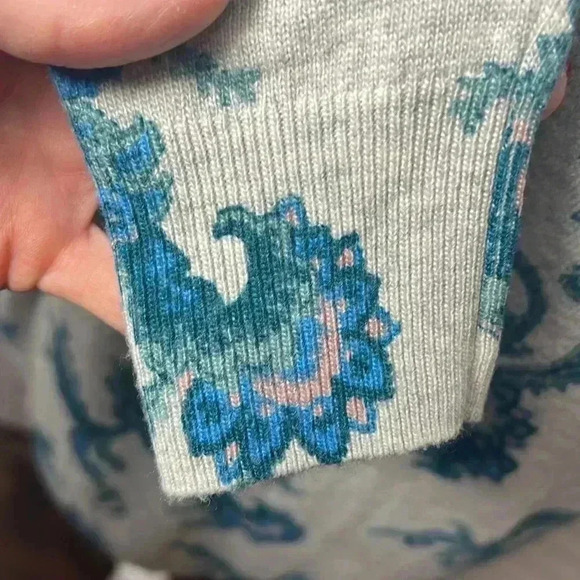 LOFT Floral Paisley Wool Blend Scoop Neck Sweater Size Medium - Picture 4 of 9